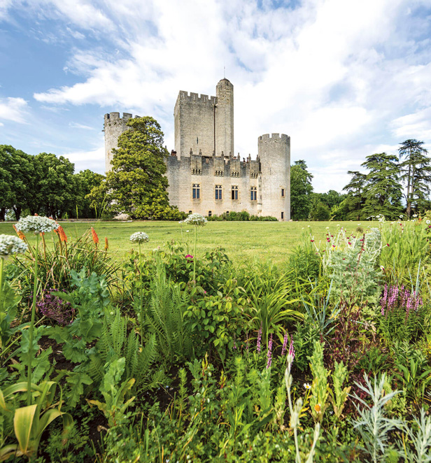 The gardens and exterior of Roquetaillade Castle, France